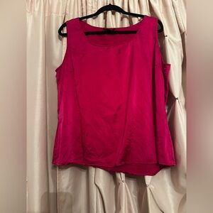 St. John silk stretch sleeveless blouse top shell XL X large fuschia hot pink